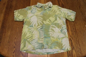 Tommy Bahama Shirt Mens Large Silk Hawaiian Button Up Leaf Print Casual - Picture 1 of 7