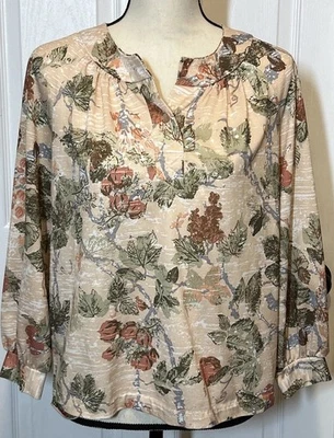 Blusa Boho Para Mujer Recortada Manga L 3/4 Floral Sin Etiquetas, Preciosa, Sin Etiquetas Suave Foto 1 de 4