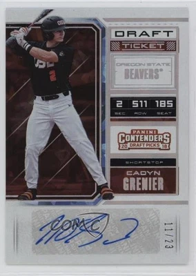 2018 Panini Contenders Draft Picks Ticket Cracked Ice /23 Cadyn Grenier #50 Auto - Image 1 of 2