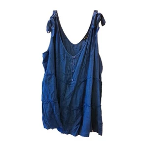 Canotta smanicata unica Spectrum donna taglie forti 3X blu boho bottoni floreale - Foto 1 di 8