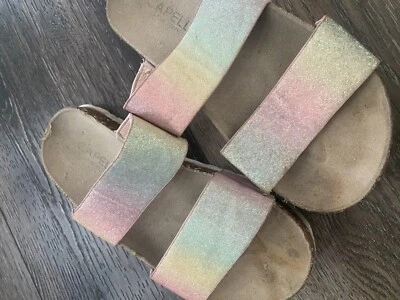 Capelli New York Pastel Rainbow Slides Girls 9-10 Sandals - Image 1 of 4
