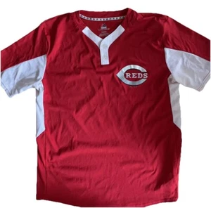 Majestic Cool Base Cincinnati Reds Short Sleeve Performance Henley XL - Picture 1 of 4
