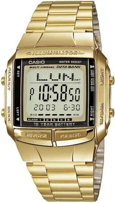 Reloj Casio Databank Cristal Mineral Acero Inoxidable Dorado DB-360G-9A Foto 1 de 2