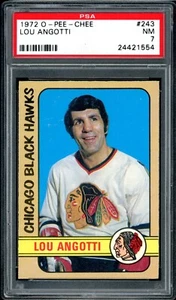1972-73 OPC O PEE CHEE NHL #243 Lou Angotti PSA 7 NM CHICAGO BLACK HAWKS Card - Picture 1 of 2