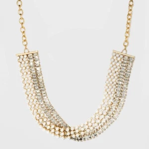 NWT SUGARFIX by BaubleBar RHINESTONE Faux Pearl Bling Statement Necklace Jewelry - Picture 1 of 4