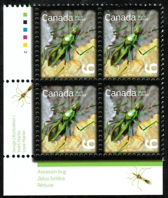 Canada sc#2407 Beneficial Insects: Assasin Bug, LL Imprint Block, Mint-NH - Image 1 of 2