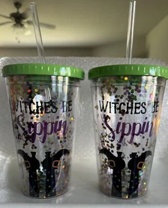 Halloween Cups With Lids And Straws “Witches Be Sippin” 16 Oz Capacity - Picture 1 of 1