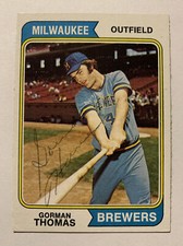 GORMAN THOMAS Signed 1974 Topps Baseball Card #288 Milwaukee Brewers ROOKIE AUTO