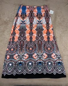 ECI New York Women's Aline Skirt Boho Paisley Design Spring Colors - Picture 1 of 13