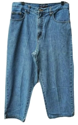 Halston Jeans Blue Womens 10 Cropped Medium Denim Cotton W 32 X L 22 - Image 1 of 4