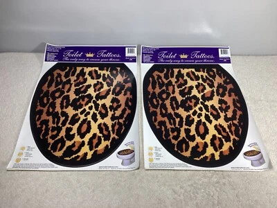 Toilet Tattoos Lot of 2 Lid Covers Leopard Cheetah Fur 12x15 Removable Reusable - Image 1 of 4