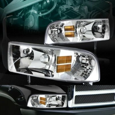 CARCASA CROMADA 1 PIEZA ESTILO FAROS LÁMPARAS APTO 94-01 DODGE RAM 1500 2500 3500 Foto 1 de 4