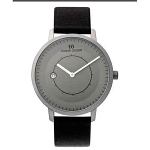 Danish Design IQ13Q832 Gray Dial Titanium Black Leather Quartz Men's Watch - Picture 1 of 1