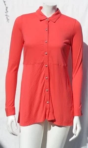 J JILL Coral Stretch Pima Cotton Modal Long Blouse Shirt Tunic Top XS S Petite - Picture 1 of 6