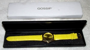 NWOT Gossip Lemon Yellow Band Quartz Watch GSP 549A 361 PC21 Japan Movement - Picture 1 of 4