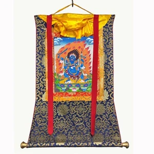 Mahakala Thangka, Mahakala sobre lona de algodón, brocado de seda Mahakala Thanka - Imagen 1 de 6