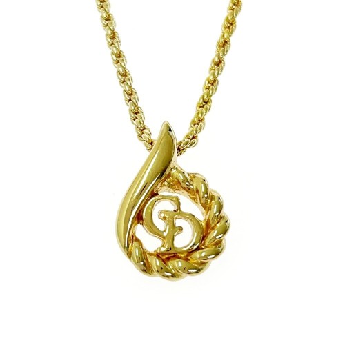 【Con Scatola】 Christian Dior Collana Twist Logo CD Placcato Oro per Donna g...