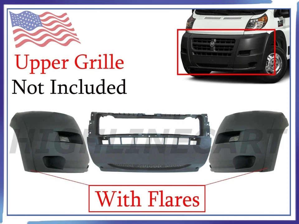 For 2014-2018 Ram ProMaster 1500 2500 3500 Front Bumper Cover With Side Flare — 第 1/4 张图片