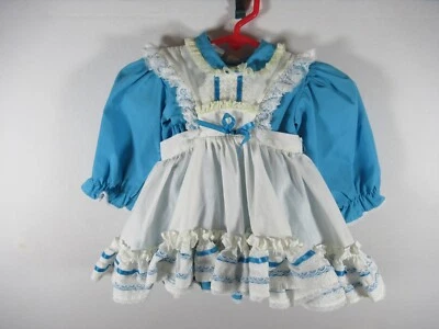 Vintage Mini World Frilly Ruffle Pinafore Dress Baby Girl 0-3 Months Lace 90s - Image 1 of 4