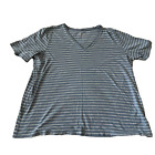 Eileen Fisher women ladies size medium v neck t shirt stripes organic cotton