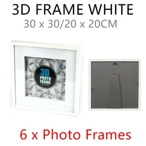 6 x White Square 3D Photo Frame 30x30CM MDF Stand Deep Arts Picture Desk Table - Picture 1 of 1