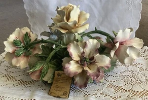 Large Mollica CAPODIMONTE CENTERPIECE Roses - Italy - Handmade-Stunning - Picture 1 of 9