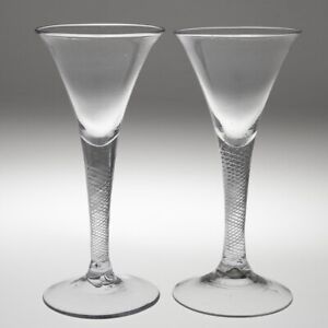 Pair of Air Twist Wine Glasses Late 18th Century