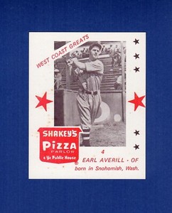#4 EARL AVERILL, Indians HOF | 1975 Shakeys Pizza WEST COAST GREATS VG~C