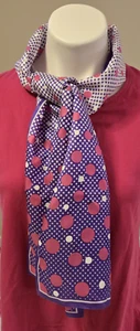 Vintage BURMEL Scarf NWT Dot Geometric Silk Blend Japan Purple Pink White 11x52 - Picture 1 of 7