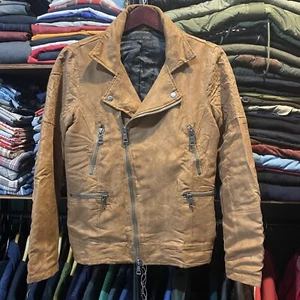 In The Attic Japan Double Breasted Biker Women Jacket Brown Size Medium - Picture 1 of 13