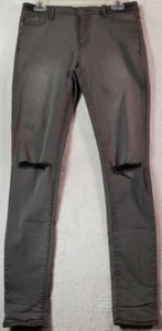 Denim & Co. Jeans Womens 8 Gray Distressed Flat Front Straight Leg Medium Wash - Picture 1 of 10