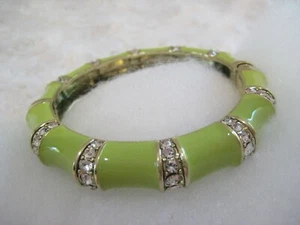 HEIDI DAUS "Bandwidth" (Size LG./Neon Green) Enamel/Crystal Bangle(Orig.$99.95) - Picture 1 of 11