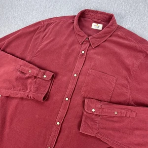 Marine Layer Corduroy Pearl Snap Shirt Mens XXL Oxblood Red Pinwale Lightweight - Picture 1 of 12