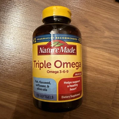 Aceite de cártamo de linaza de pescado Nature Made Triple Omega 3-6-9 150 cápsulas blandas Exp 1-26 Foto 1 de 3