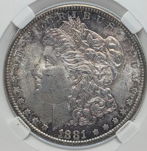 1881 S Morgan Dollar Mint State 66 splendidamente tonica - Foto 1 di 2