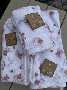 Deborah Connelly DUSTY PINK ROSES 4 pc 2 BATH TOWELS 2 HAND 2 soft spa NEW - Picture 1 of 4