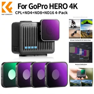 K&F Concept ND PL Filter Set for GoPro Hero 4K Camera PL ND4 ND8 ND16 (4 Pack) - Picture 1 of 8
