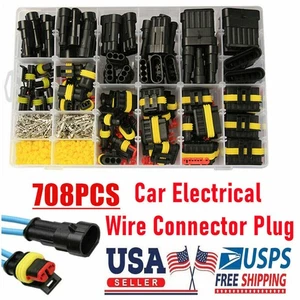 708 STCK. Auto Wasserdicht Elektrisch Draht Verbinder Stecker Kit Klemmen 1-6 Pin Set - Bild 1 von 12