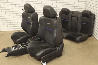 11-14 Dodge Challenger SRT-8 Leather/Suede Purple Stripe Seat Set (Front/Rear) - Imagem 1 de 4