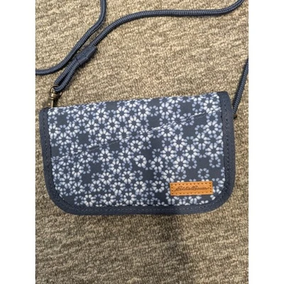 Eddie Bauer Floral Bandolera Cartera Bolso sin asas Organizador Azul Marino Blanco Foto 1 de 4