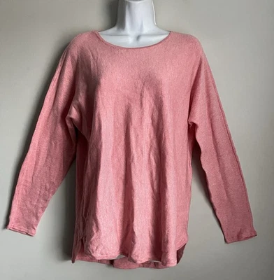 全新 Michael Kors Dusty Rose 女式低圆领舒适长 Slv。  套衫毛衣 M — 第 1/4 张图片