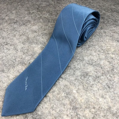 Corbata Oscar de la Renta para hombre azul a rayas mezcla de seda 54x3 pulgadas Foto 1 de 4