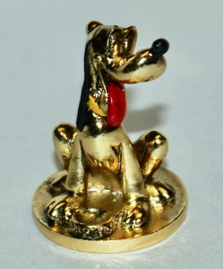 Vtg HUDSON PEWTER Figure PLUTO & HIS BOWL Gold Plated DISNEY #3993 - Picture 1 of 4