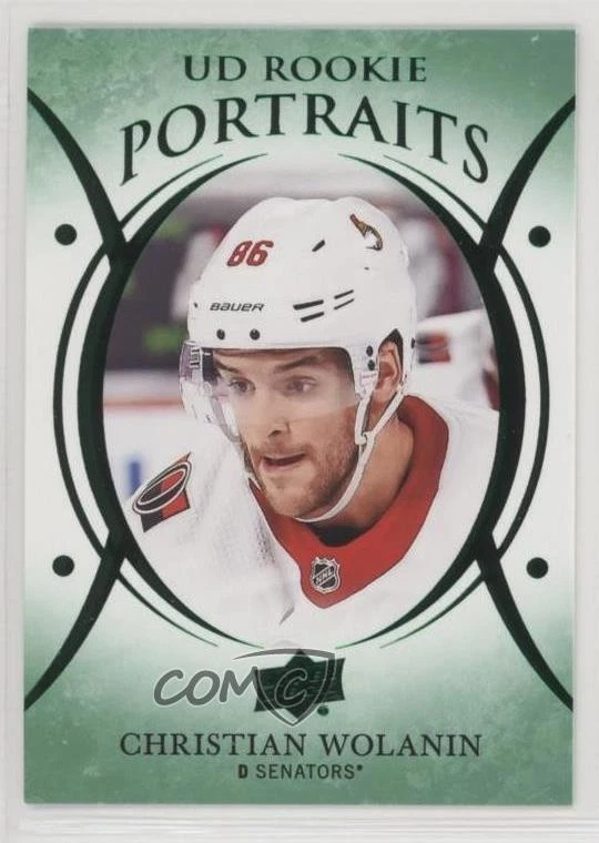 2018-19 Upper Deck UD Portraits Rookies Green Christian Wolanin #P-59 Rookie RC - Image 1 of 2