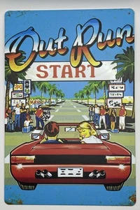 OUT RUN Retro Gaming Repro Sign Classic Days At Seaside Arcade Sega 30x20CM - Picture 1 of 7