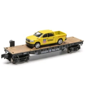 Coche plano calibre O 10-1/2" UNION PACIFIC con camioneta Dodge Ram fundida a presión - Imagen 1 de 10