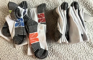 New Boys Hanes White With Gray & Colors Crew Socks Size L 10 Pairs - Picture 1 of 2