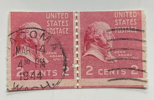 ERROR 1939 U.S. 2C PREXIE STAMPS PAIR GUIDE LINE #841 PLATE NUMBER ERROR MISCUT - Picture 1 of 2
