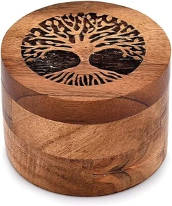 Handgefertigte Akazienholz Urne für menschliche Asche, Lebensbaum Holzkiste Urnen für Asche - Bild 1 von 4