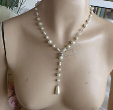 HANDMADE NECKLACE WHITE PEARLS DIFFERENT SHAPES AND SIZES NO STONE NO METAL